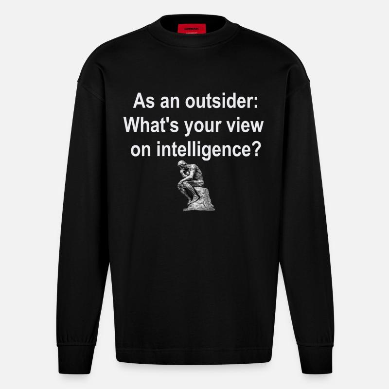 Outsider on Intelligence - Heavyweight Oversized Organic Longsleeve Shirt Made in EU - SOLID BLACK
