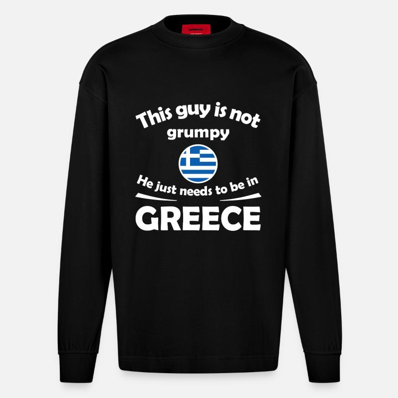 Not Grumpy Greek Vibe Tee - Heavyweight Oversized Organic Langarmshirt Made in EU - SOLID BLACK