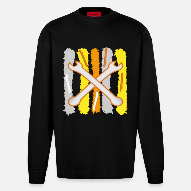 Tool wrenches - Heavyweight Oversized Organic Longsleeve Shirt Made in EU - SOLID BLACK
