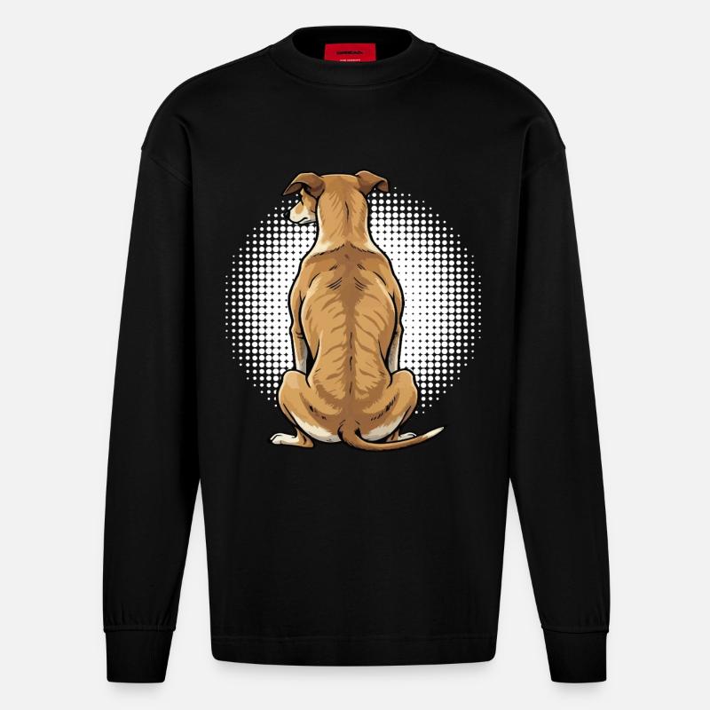 Whippet Greyhound Whippets Greyhound Owner - Heavyweight Oversized Organic Longsleeve Shirt Made in EU - SOLID BLACK