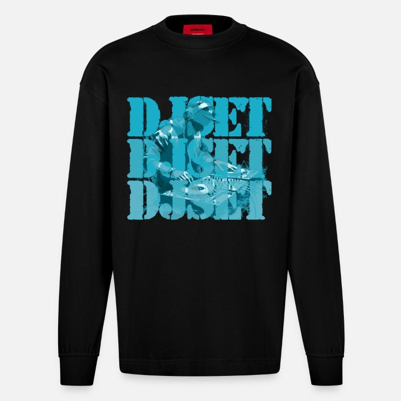DJ Set - Heavyweight Oversized Organic Langarmshirt Made in EU - SOLID BLACK