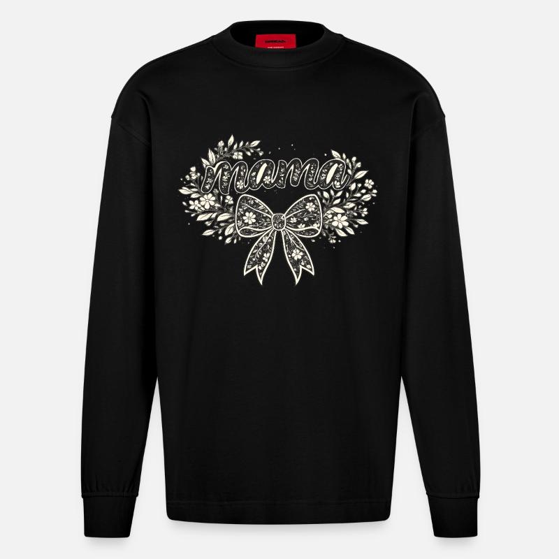 Mama-Geschenk: Retro-Mama-Visualisierung - Heavyweight Oversized Organic Langarmshirt Made in EU - SOLID BLACK