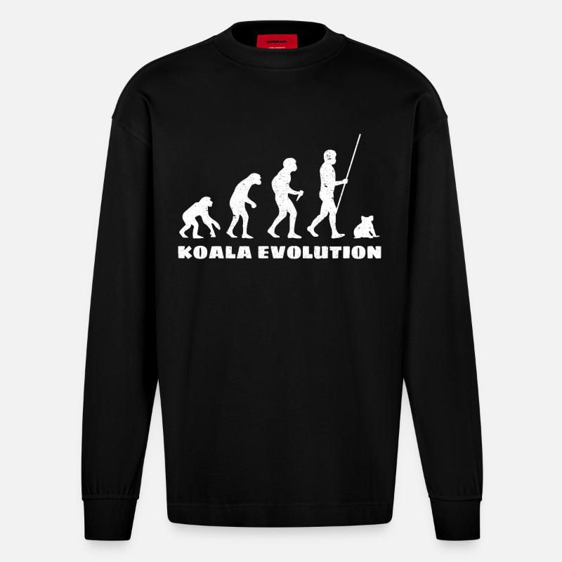 Koala Evolution - Heavyweight Oversized Organic Longsleeve Shirt Made in EU - SOLID BLACK