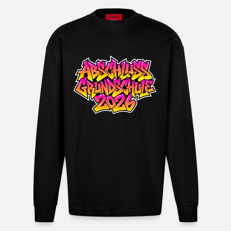 Elementary School Graduation 2026 Graffiti - Heavyweight Oversized Organic Longsleeve Shirt Made in EU - SOLID BLACK