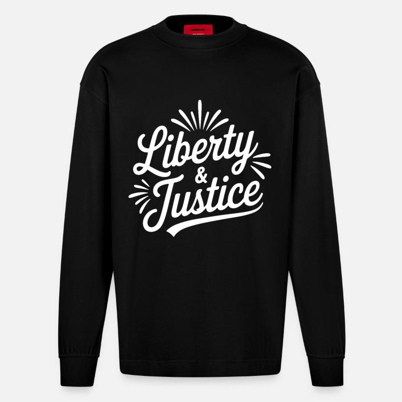 Freiheit & Gerechtigkeit Script - Heavyweight Oversized Organic Langarmshirt Made in EU - SOLID BLACK