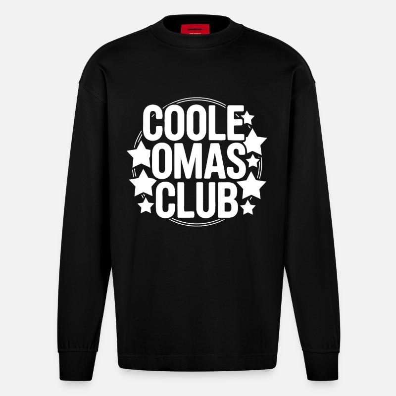 Coole Omas Club - Heavyweight Oversized Organic Langarmshirt Made in EU - SOLID BLACK