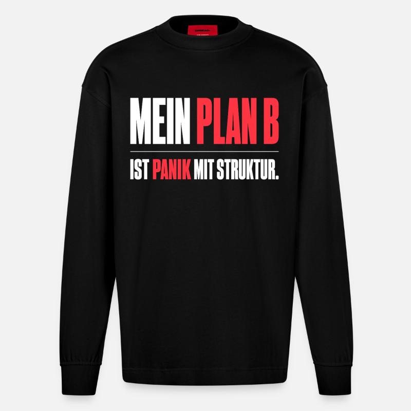 Mein Plan B - Heavyweight Oversized Organic Langarmshirt Made in EU - SOLID BLACK
