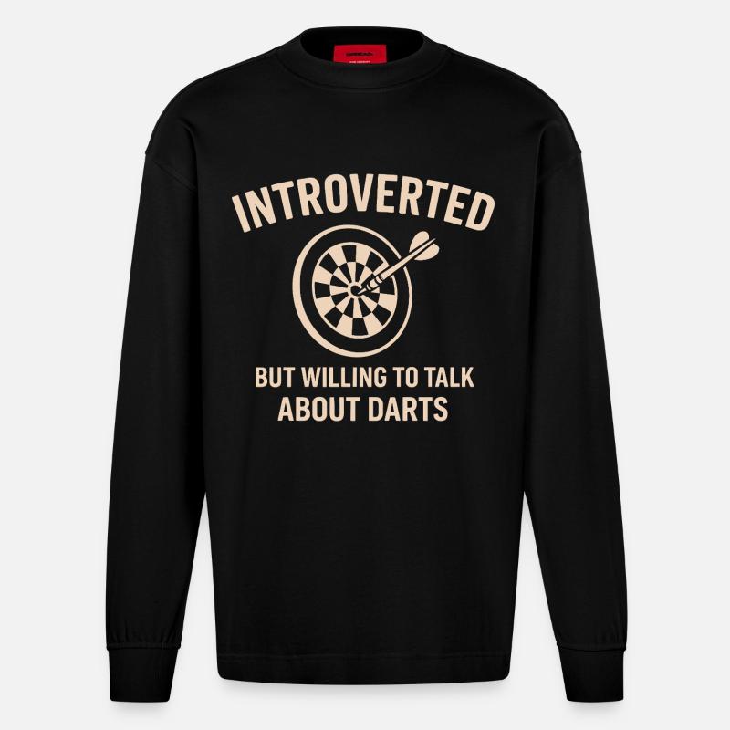 Darts Introvertiert Spruch Shirt - Heavyweight Oversized Organic Langarmshirt Made in EU - SOLID BLACK