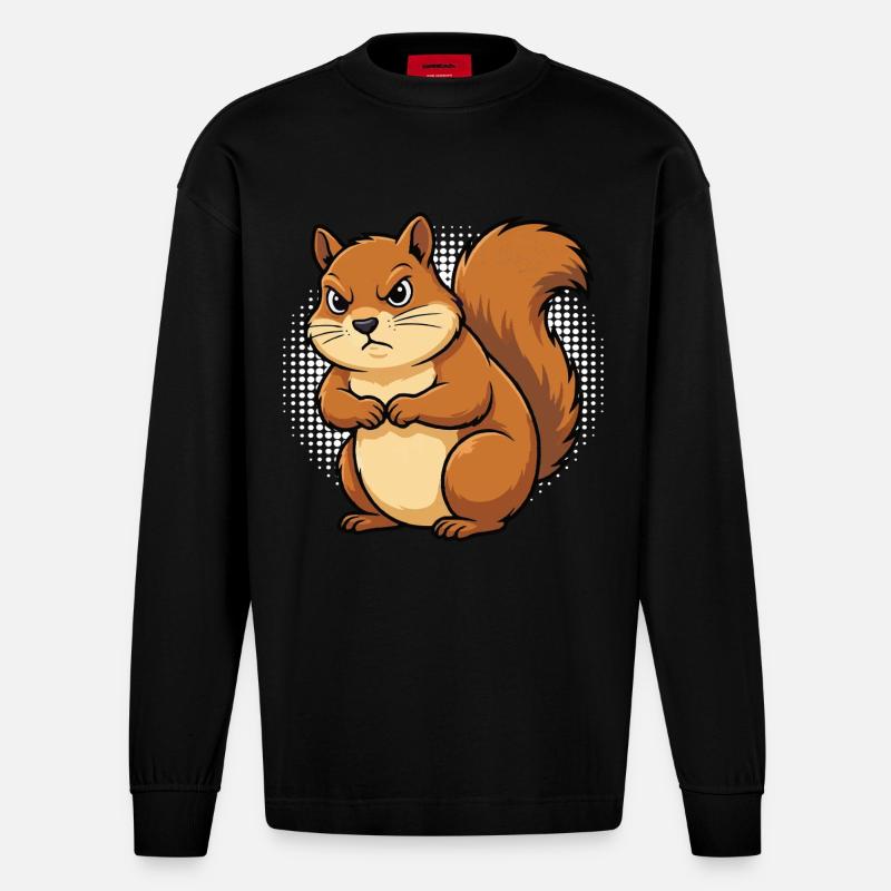 Eichhörnchen Eichhorn Eichhörnchenliebhaber Nager - Heavyweight Oversized Organic Langarmshirt Made in EU - SOLID BLACK