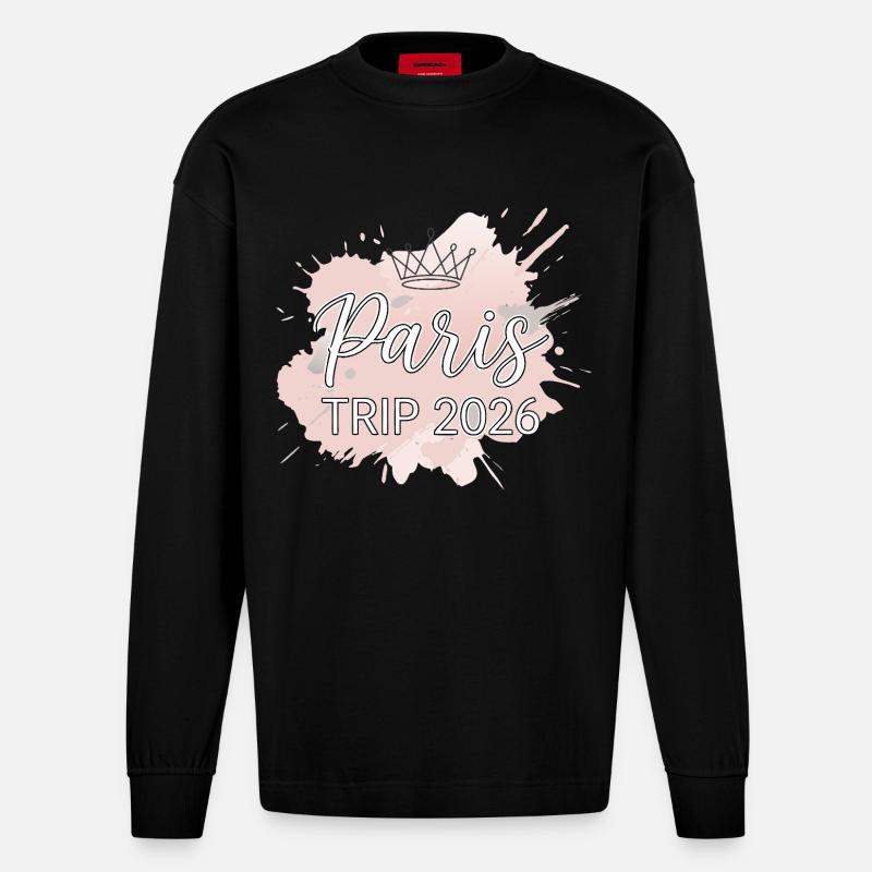 Voyage à Paris 2026 Krone - Manches longues bio épais oversize fabriqué en UE - SOLID BLACK