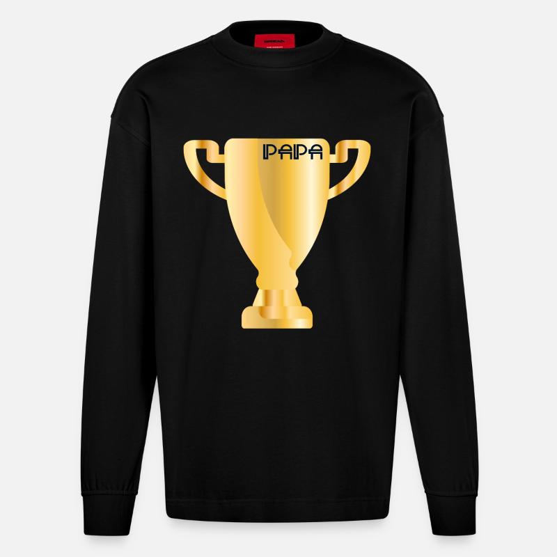 Coupe sportive Papa - Manches longues bio épais oversize fabriqué en UE - SOLID BLACK