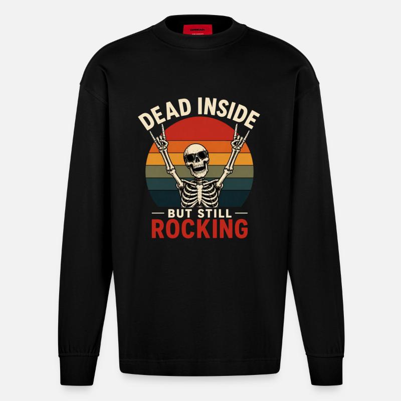 Dead Inside Still Rock geschenk - Heavyweight Oversized Organic Langarmshirt Made in EU - SOLID BLACK