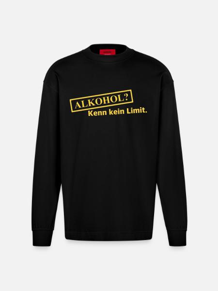 Alkohol? Kenn kein Limit - Heavyweight Oversized Organic Langarmshirt Made in EU - SOLID BLACK