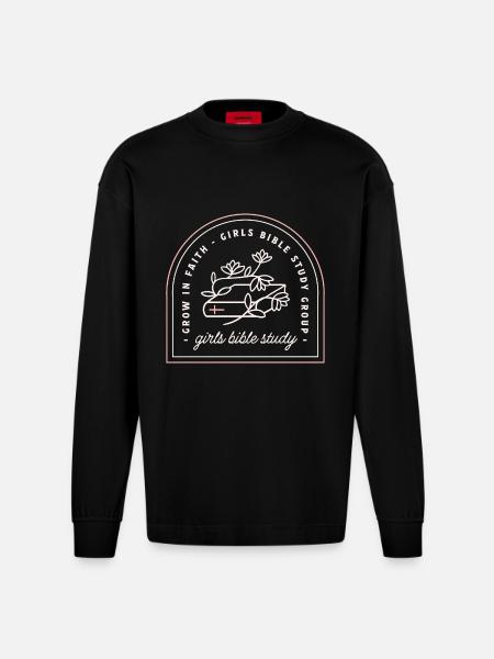 Girls bible study christian group - Heavyweight Oversized Organic Longsleeve Shirt Made in EU - SOLID BLACK