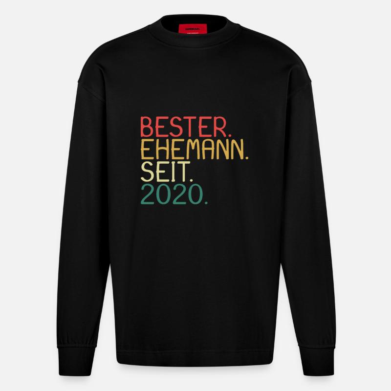 Bester Ehemann seit 2020 - Heavyweight Oversized Organic Langarmshirt Made in EU - SOLID BLACK