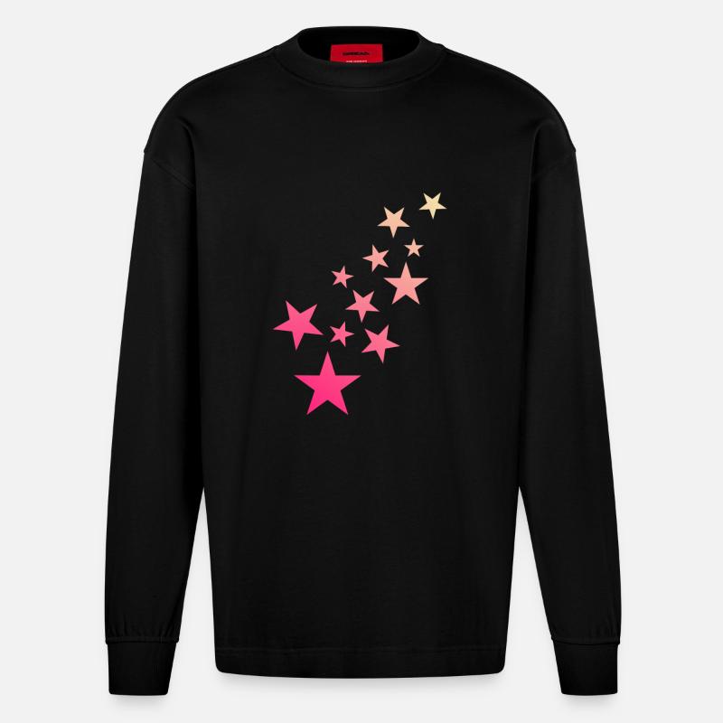 Stern Sternchen Muster Sternenhimmel - Heavyweight Oversized Organic Langarmshirt Made in EU - SOLID BLACK