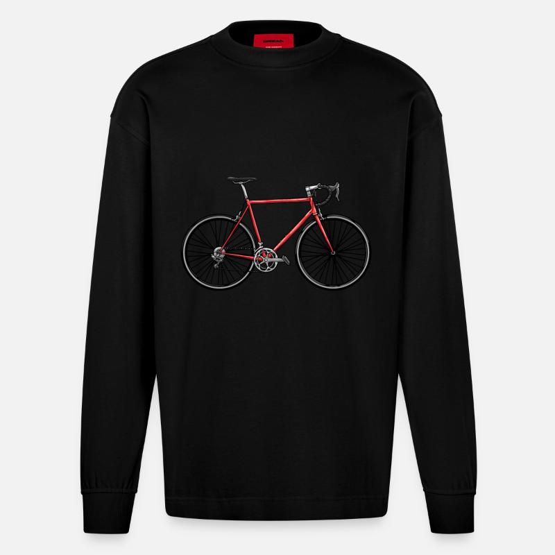 Rennrad mit Sattel - Heavyweight Oversized Organic Langarmshirt Made in EU - SOLID BLACK