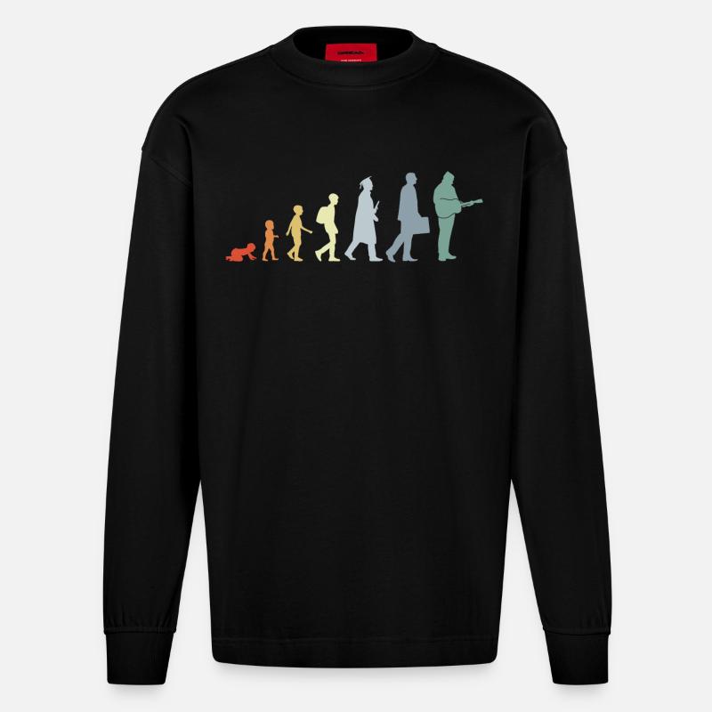 Évolution du guitariste - Manches longues bio épais oversize fabriqué en UE - SOLID BLACK