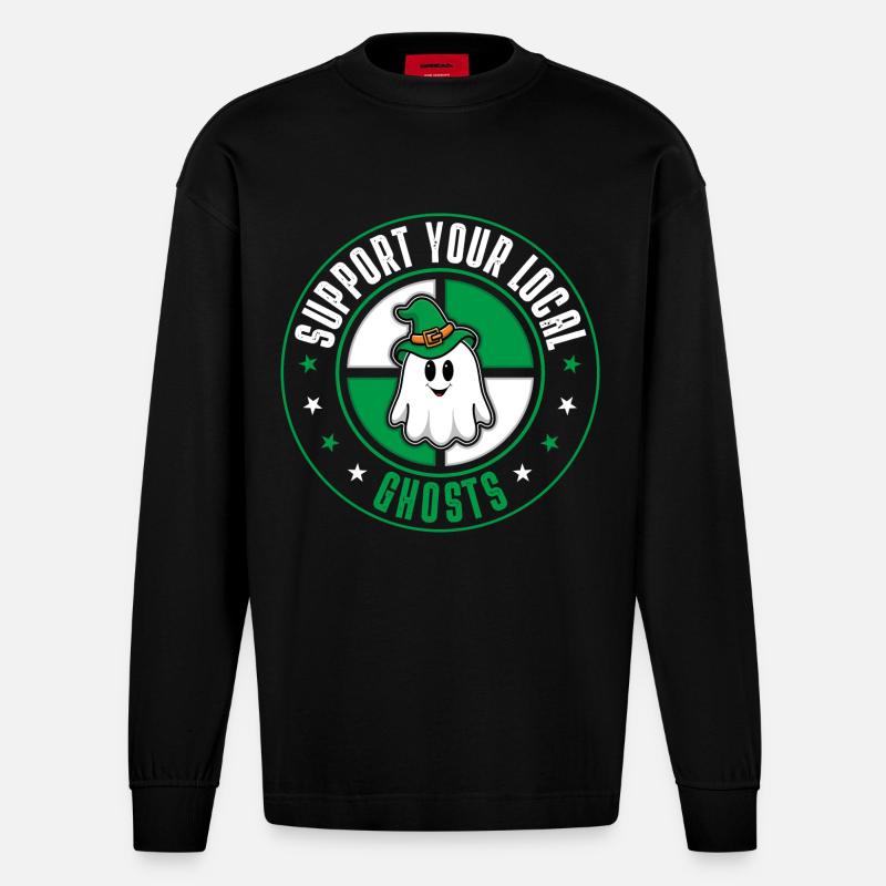 Ghosts - Heavyweight Oversized Organic Langarmshirt Made in EU - SOLID BLACK