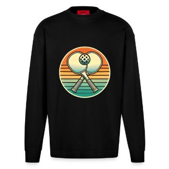 Retro_Pick - Heavyweight Oversized Organic Longsleeve Shirt Made in EU - SOLID BLACK - Front
