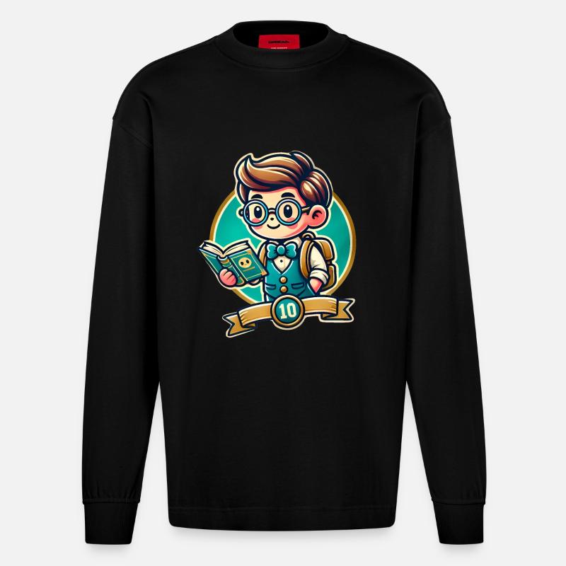 Teach-Modus Ein - Heavyweight Oversized Organic Langarmshirt Made in EU - SOLID BLACK