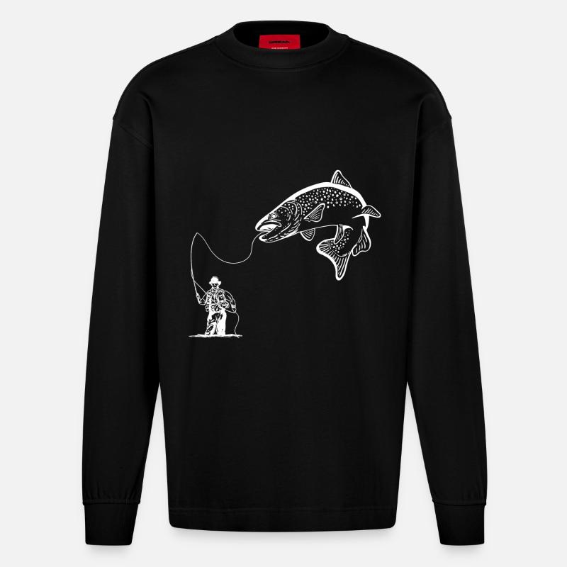 Pêcheurs à la ligne - Manches longues bio épais oversize fabriqué en UE - SOLID BLACK