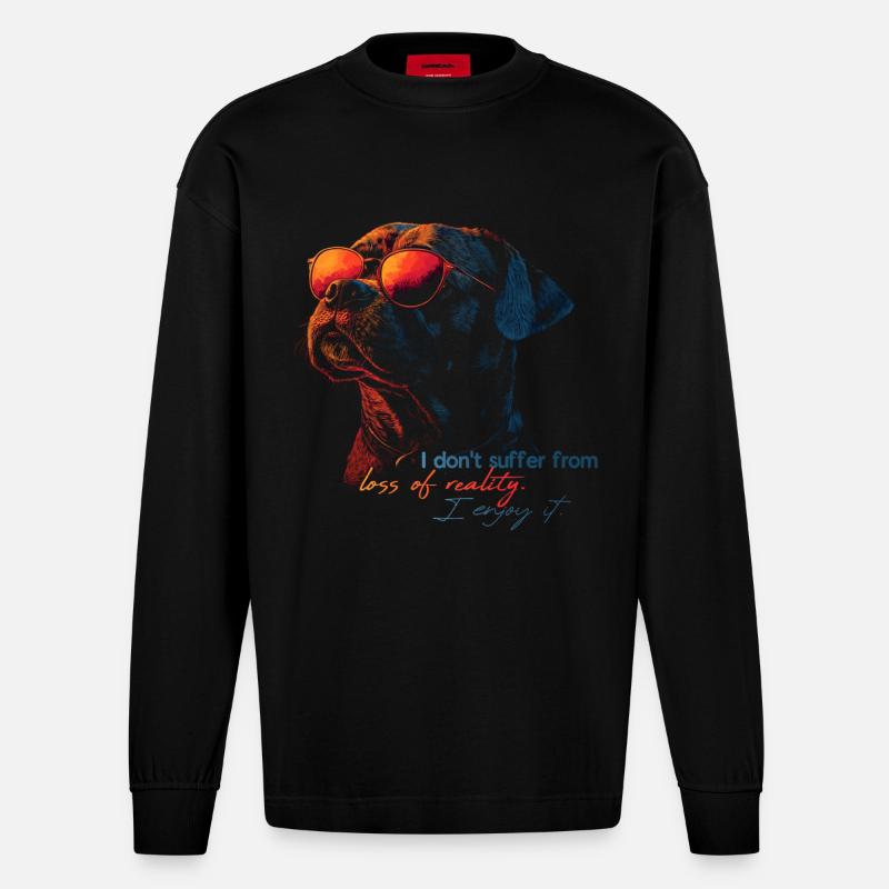 i don't suffer - Heavyweight Oversized Organic Langarmshirt Made in EU - SOLID BLACK