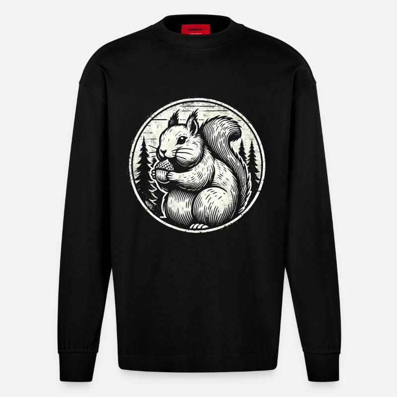 Eichhörnchen - Heavyweight Oversized Organic Langarmshirt Made in EU - SOLID BLACK