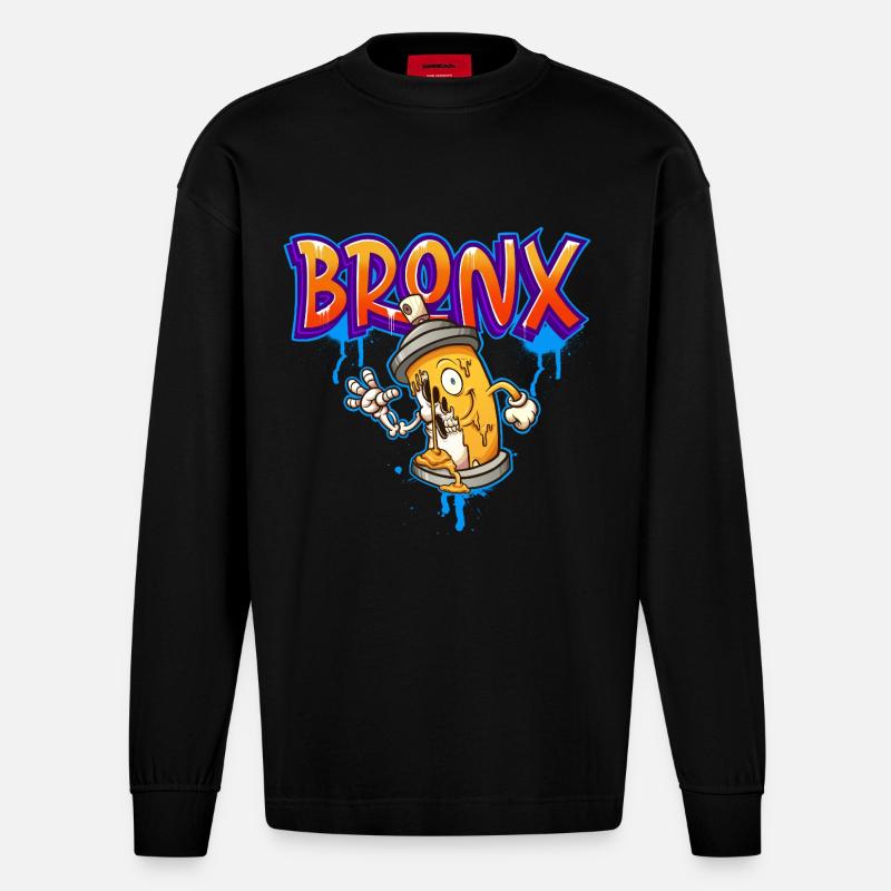 Graffitis du Bronx - Manches longues bio épais oversize fabriqué en UE - SOLID BLACK