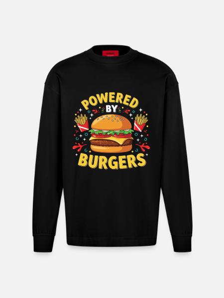 Hamburger Burger - Heavyweight Oversized Organic Langarmshirt Made in EU - SOLID BLACK