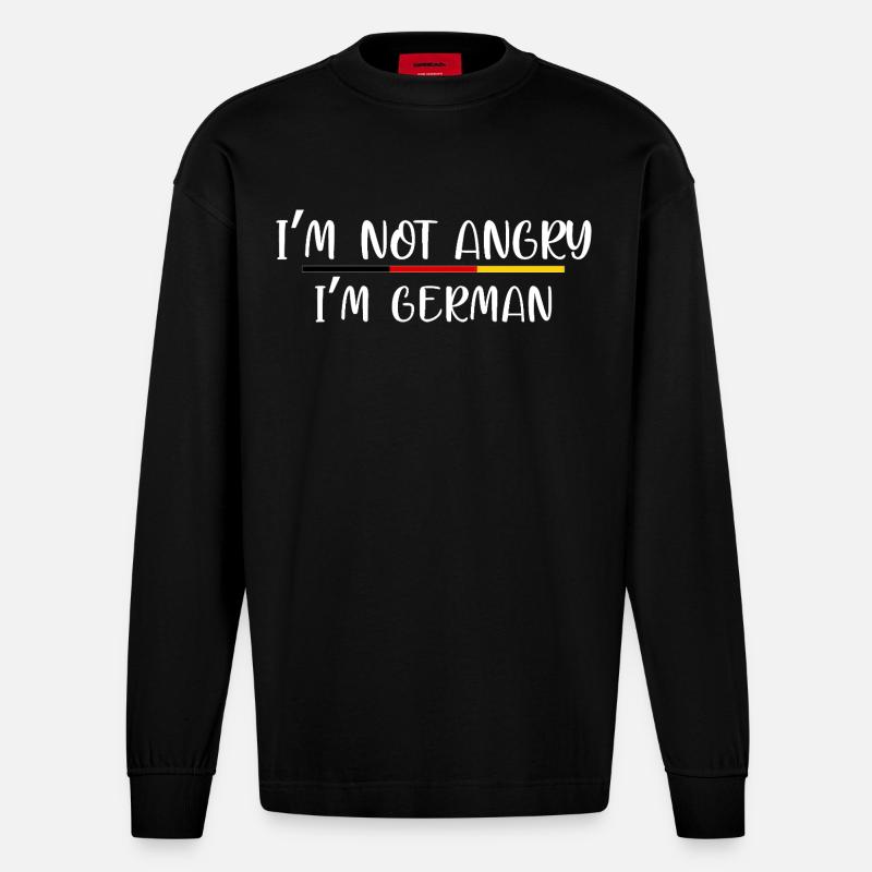 Humorous German Identity Statement - Heavyweight Oversized Organic Longsleeve Shirt Made in EU - SOLID BLACK