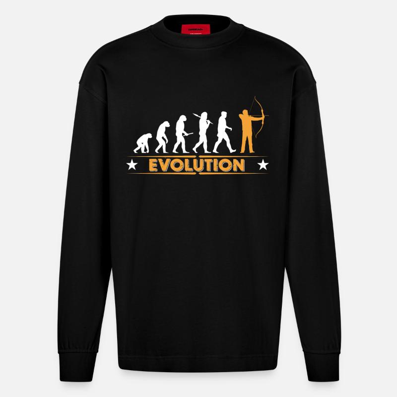 Archery evolution - orange/white - Heavyweight Oversized Organic Longsleeve Shirt Made in EU - SOLID BLACK