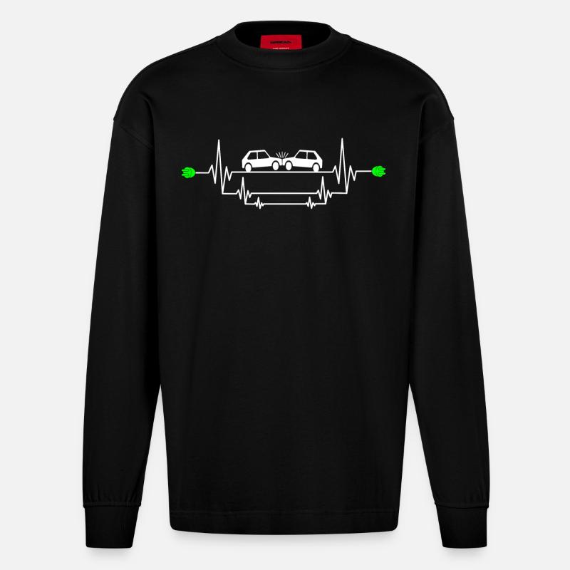 Gefährlicher E-Auto Unfall - Heavyweight Oversized Organic Langarmshirt Made in EU - SOLID BLACK