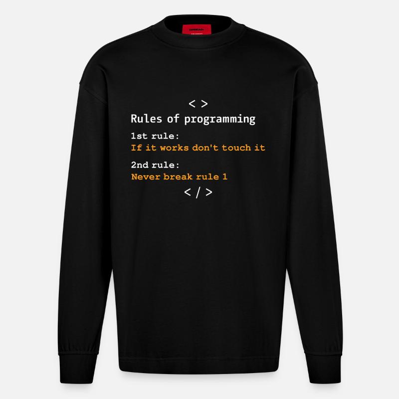 Regeln der Programmierung - Heavyweight Oversized Organic Langarmshirt Made in EU - SOLID BLACK
