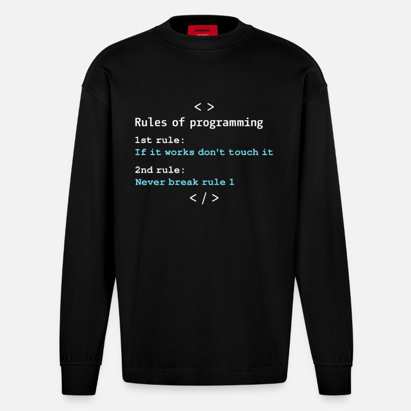 Rules of programming - Heavyweight Oversized Organic Langarmshirt Made in EU - SOLID BLACK