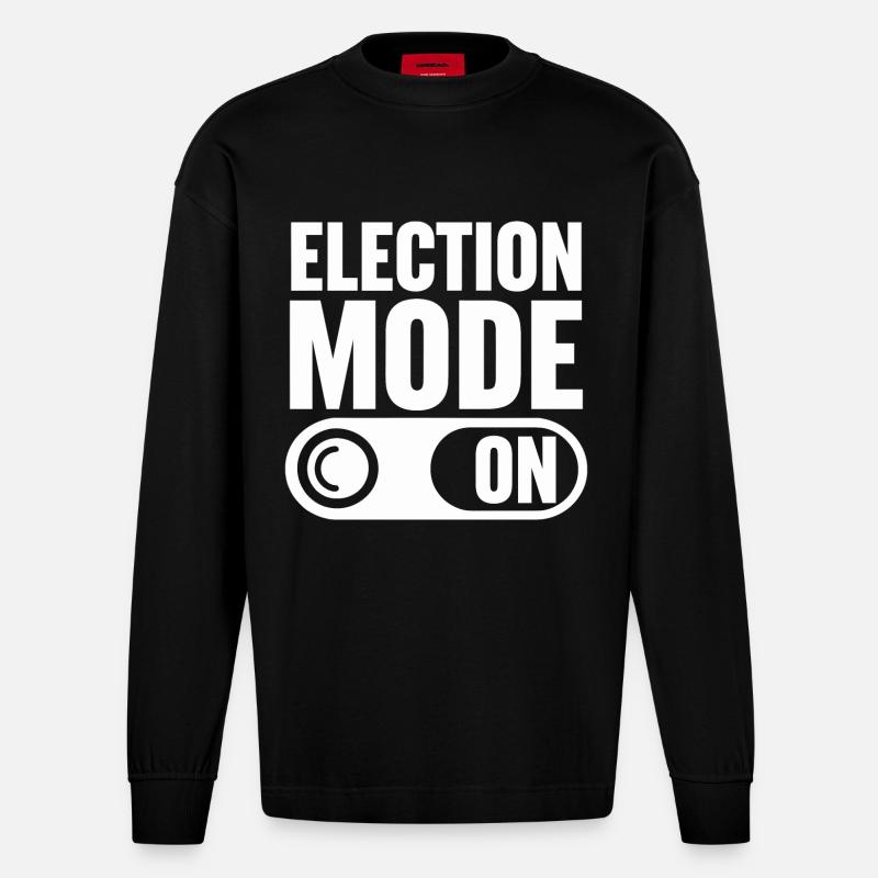 Mode électoral activé - Manches longues bio épais oversize fabriqué en UE - SOLID BLACK