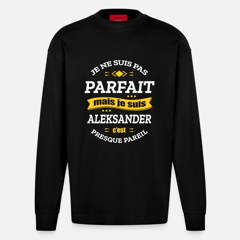 ALEKSANDER PARFAIT - PRENOM ALEKSANDER - Manches longues bio épais oversize fabriqué en UE - SOLID BLACK