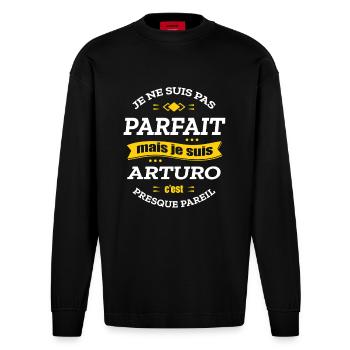 ARTURO PARFAIT - PRENOM ARTURO - Manches longues bio épais oversize fabriqué en UE - SOLID BLACK - Devant