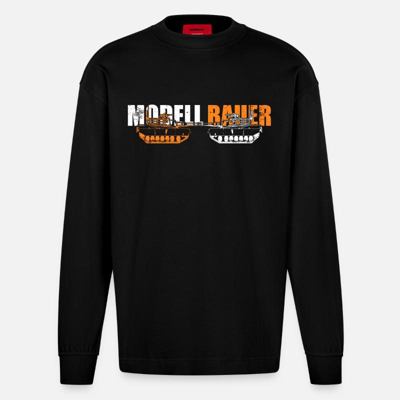 Modellbauer - Heavyweight Oversized Organic Langarmshirt Made in EU - SOLID BLACK