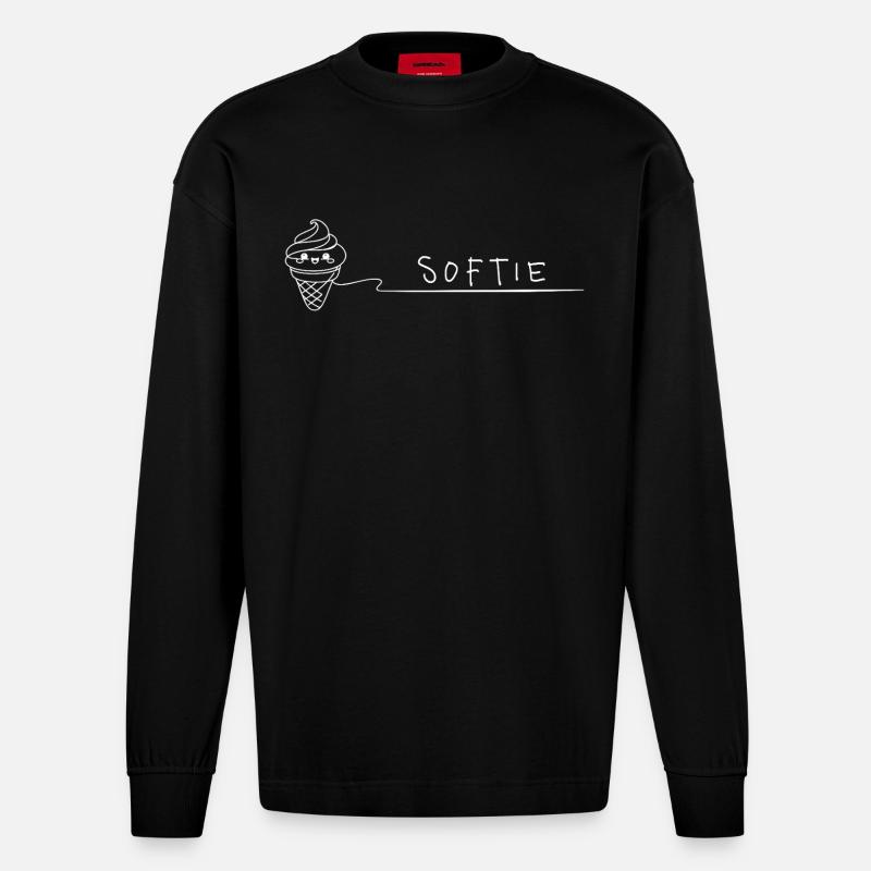 Softie. Softeis Liebe Minimal Oneline - Manches longues bio épais oversize fabriqué en UE - SOLID BLACK