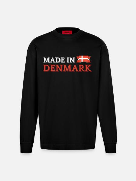 Made in Denmark, Danish pride - Heavyweight Oversized Organic Longsleeve Shirt Made in EU - SOLID BLACK