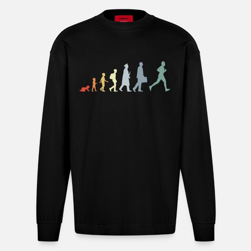 Évolution du coureur - Manches longues bio épais oversize fabriqué en UE - SOLID BLACK