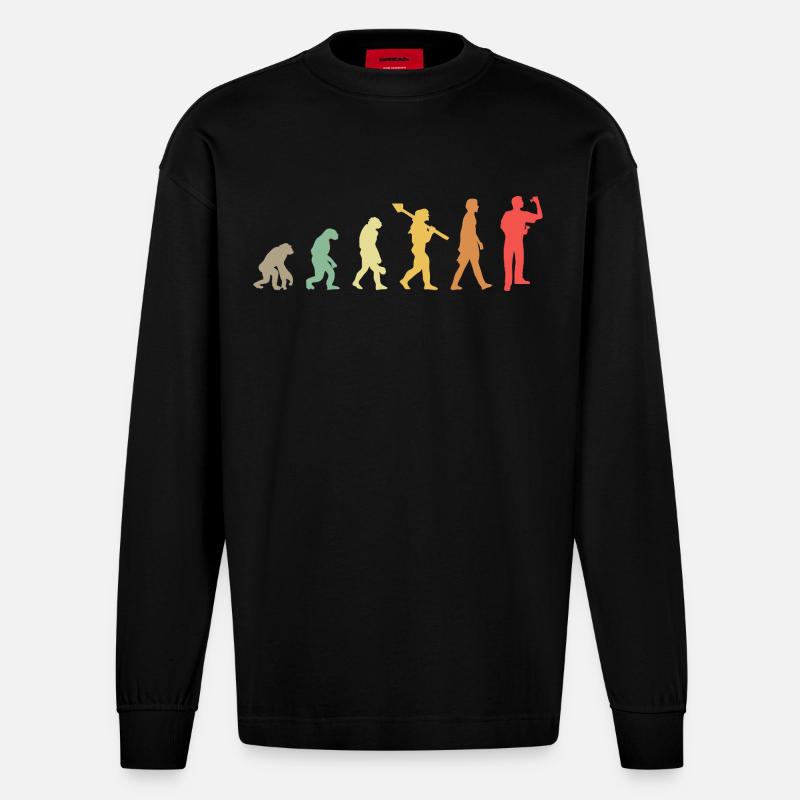 Darts Evolution Darts Player - Heavyweight Oversized Organic Longsleeve Shirt Made in EU - SOLID BLACK
