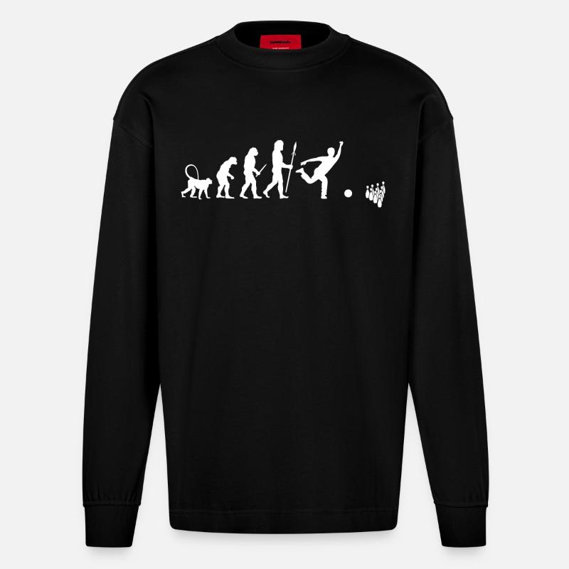 Évolution du bowling - Manches longues bio épais oversize fabriqué en UE - SOLID BLACK