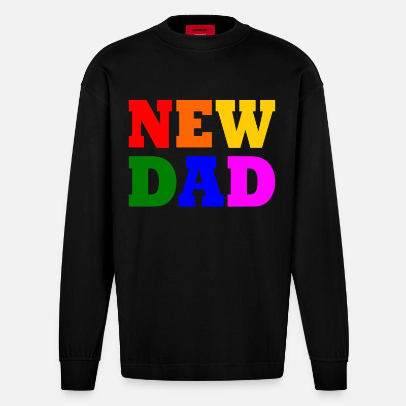 New dad - Heavyweight Oversized Organic Langarmshirt Made in EU - SOLID BLACK