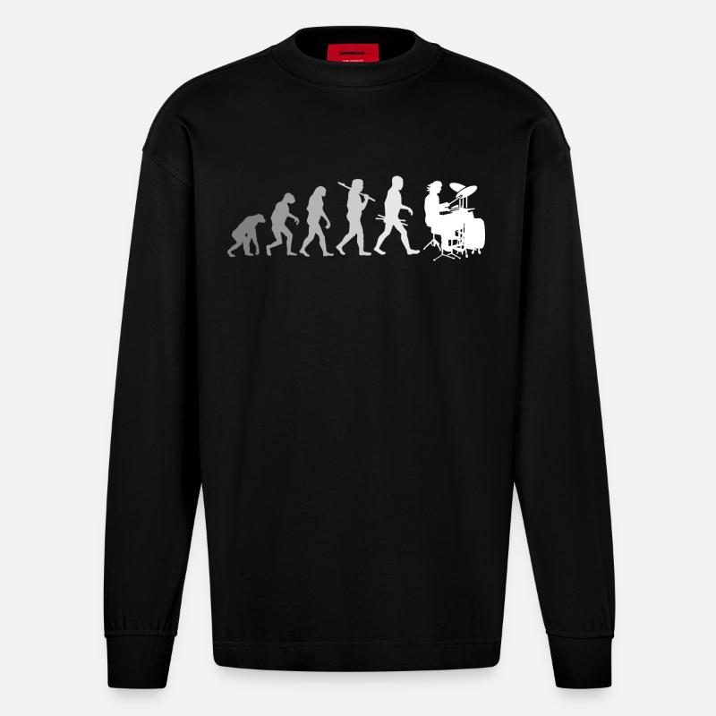Evolution de la chemise Drums Drummer - Manches longues bio épais oversize fabriqué en UE - SOLID BLACK