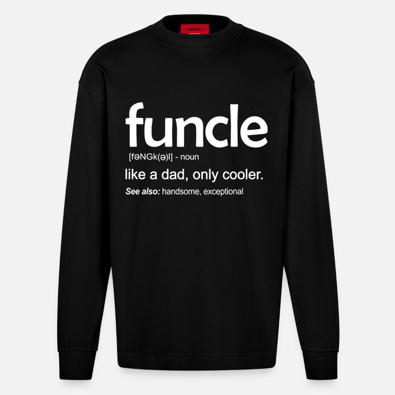 Funcle comme un père - Manches longues bio épais oversize fabriqué en UE - SOLID BLACK