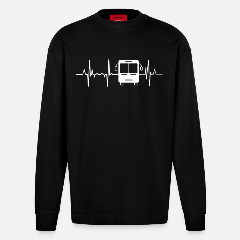 Battement de cœur du bus - Manches longues bio épais oversize fabriqué en UE - SOLID BLACK