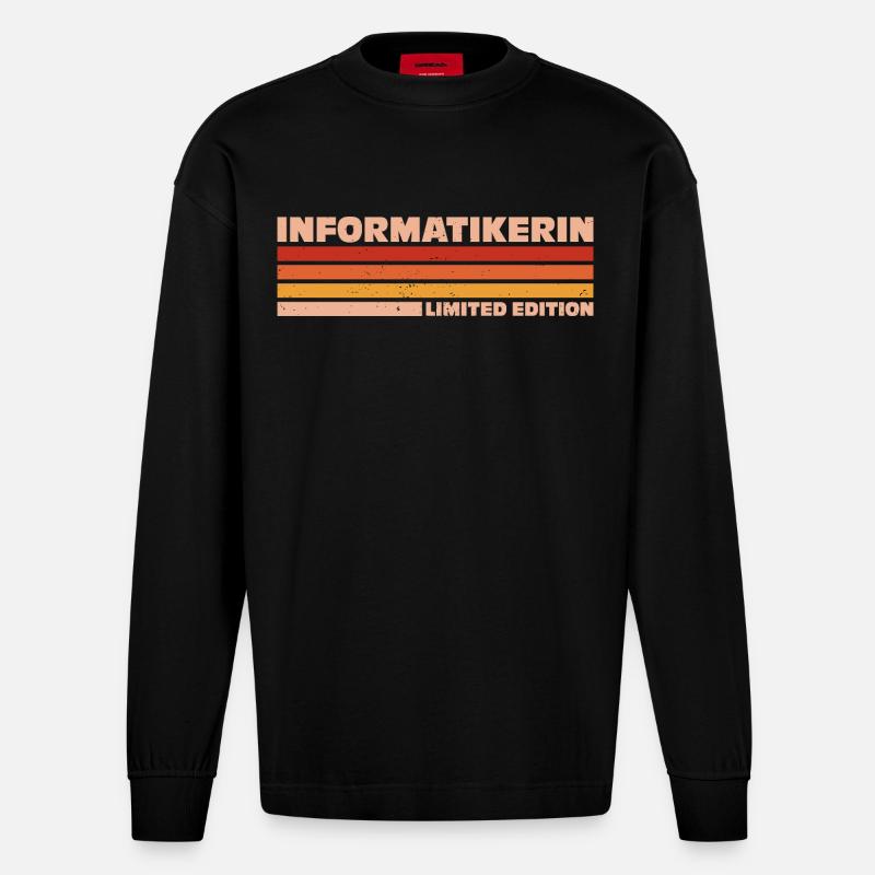 Computer Scientist Computer Scientist Programmer - Heavyweight Oversized Organic Longsleeve Shirt Made in EU - SOLID BLACK