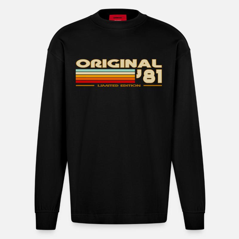 1981 - Heavyweight Oversized Organic Langarmshirt Made in EU - SOLID BLACK